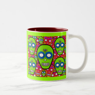 Caneca De Café Em Dois Tons Calaveras Sugar Skulls