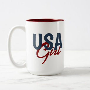 Caneca De Café Em Dois Tons CALÇADO de alto salto da bandeira americana GIRL A