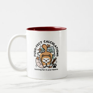 Caneca De Café Em Dois Tons Cálculos Perfeitos – Design de Gato de Matemática