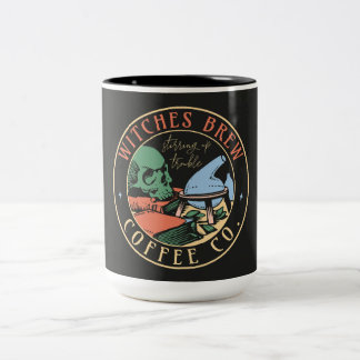 Caneca De Café Em Dois Tons Caldeirão de Bruxas Colorido
