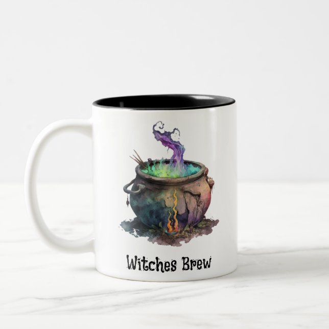 Caneca De Café Em Dois Tons Caldeirão de Poção de Bruxas Divertido Assustador  (Esquerda)