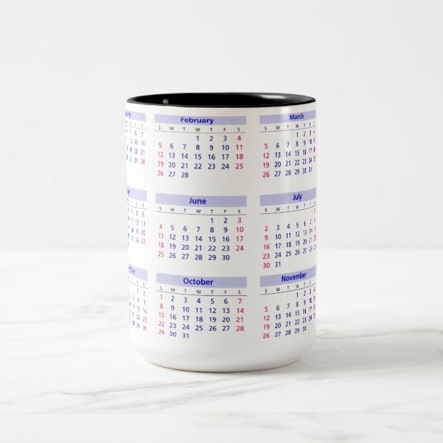 Caneca De Café Em Dois Tons Calendário 2017 (Centro)