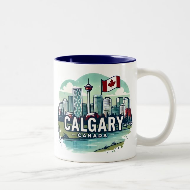 Caneca De Café Em Dois Tons Calgary Alberta Canada (Direita)