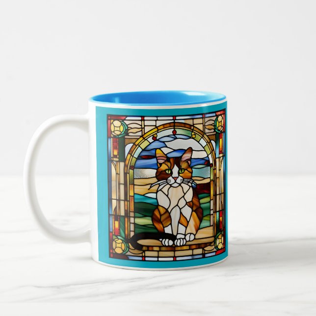 Caneca De Café Em Dois Tons Calico Cat Vidro Mantido (Esquerda)