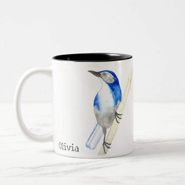Caneca De Café Em Dois Tons California Scrub Jay (Esquerda)