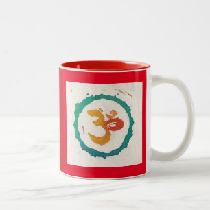 Caneca De Café Em Dois Tons Caligrafia de Red Yoga Om