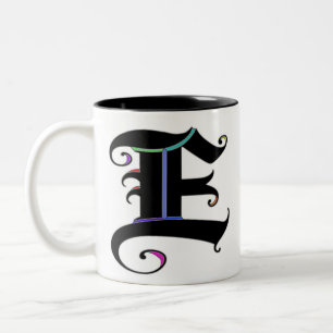 Caneca De Café Em Dois Tons Caligrafia elegante Monograma - Letra E Mug
