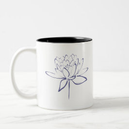 Caneca De Café Em Dois Tons Caligrafia Lotus (Azul)