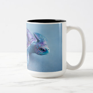 Caneca De Café Em Dois Tons Calm Ocean Turtle Art – Blue & Purple Fantasy Sea 