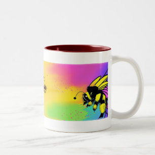 Caneca De Café Em Dois Tons Cama de Chá de Abelhas Ocupadas