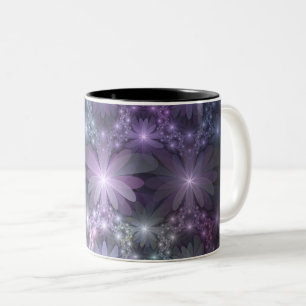 Caneca De Café Em Dois Tons Cama de Flores Arte de Fractal Abstrato Brilhante