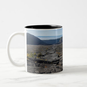 Caneca De Café Em Dois Tons cama seca de lava no alto da cratera de kilauea ik
