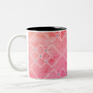 Caneca De Café Em Dois Tons Camadas de Mármore Vermelho e Quadradas