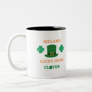 Caneca De Café Em Dois Tons Camarão-trevo irlandês da sorte