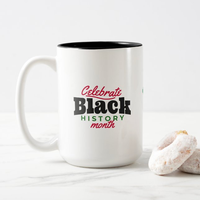 Caneca De Café Em Dois Tons Câmbio do mês da História Negra (Com Donut)