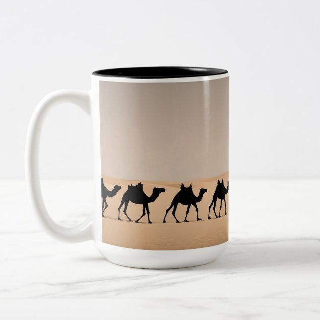 Caneca De Café Em Dois Tons Camel Caravan no deserto (Esquerda)