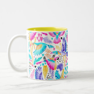 Caneca De Café Em Dois Tons Câmera de Aquarela e Selva Tropical