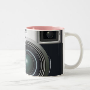 Caneca De Café Em Dois Tons Câmera preta antiga