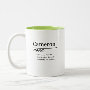 Caneca De Café Em Dois Tons Cameron, Definição de Nome Personalizado de Menino