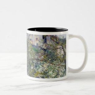 Caneca De Café Em Dois Tons Camille Pissarro   o jardim vegetal com árvores