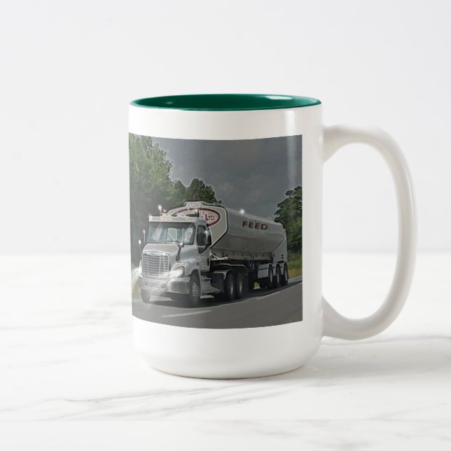 Caneca De Café Em Dois Tons Caminhão-Cisterno de Alimentação cinza para Caminh (Direita)
