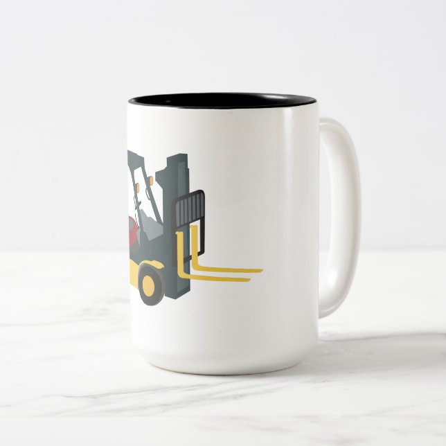 Caneca De Café Em Dois Tons Caminhão de empilhadeira (Frente Esquerda)