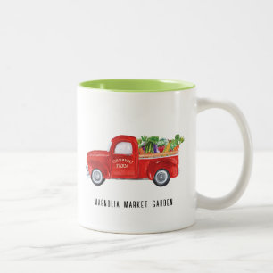 Caneca De Café Em Dois Tons Caminhão de Legumes de Fazenda Orgânica Mercado de