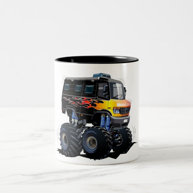 Caneca De Café Em Dois Tons Caminhão monstro de cartum (Centro)