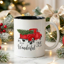 Caminhão Vermelho Árvore de Natal em Aquarela e El