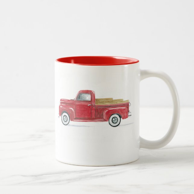 Caneca De Café Em Dois Tons Caminhão vermelho velho (Direita)