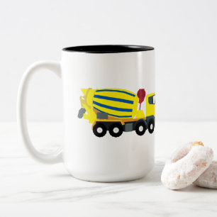 Caneca De Café Em Dois Tons Caminhões De Construção De Caminhões De Ciment