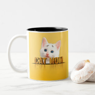 Caneca De Café Em Dois Tons Camisa da mãe de gato presente para gatos-mãe