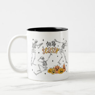 Caneca De Café Em Dois Tons Camisa De Halloween Retroativa, Caveira De Dia de 