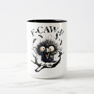 Caneca De Café Em Dois Tons Camisa Engraçada Camisa Negra Coroa Negra Pássaro 