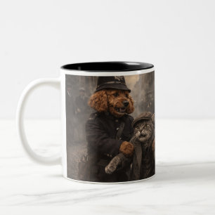 Caneca De Café Em Dois Tons Camisa engraçada de cachorro policial pego em flag