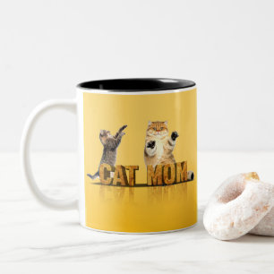 Caneca De Café Em Dois Tons Camisa engraçada de gato presente para gatos-mãe