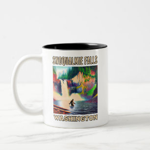Caneca De Café Em Dois Tons Camisa Snoqualmie Falls Washington, Sasquatch
