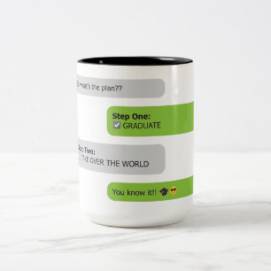 Caneca De Café Em Dois Tons Camisa T do Chat do Plano de Graduação