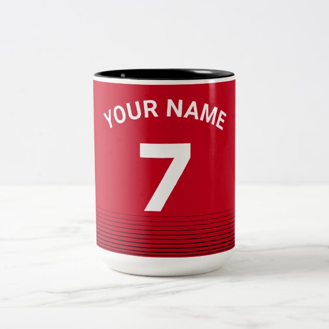 Caneca De Café Em Dois Tons Camisa Vermelha de Futebol (Centro)