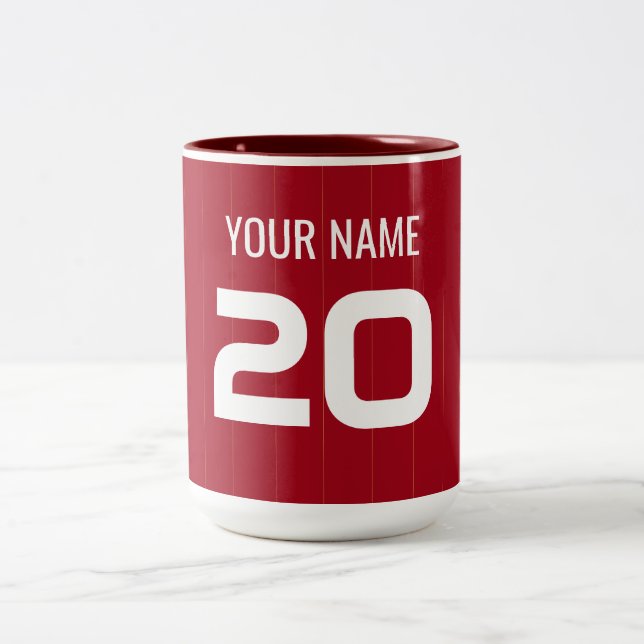 Caneca De Café Em Dois Tons Camisa Vermelha de Futebol (Centro)