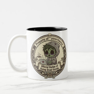 Caneca De Café Em Dois Tons Camiseta com Crachá Personalizável de Morto por De
