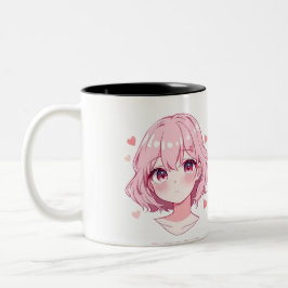 Caneca De Café Em Dois Tons Camiseta de moletom Kawaii Anime Girl Valentine