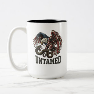 Caneca De Café Em Dois Tons Camiseta de Motoqueiro Águia Patriótica Indomável 