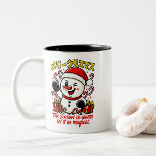 Caneca De Café Em Dois Tons Camiseta de presente de Natal mágico com boneco de