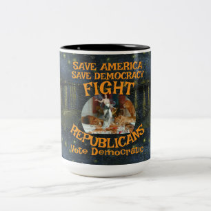 CANECA DE CAFÉ EM DOIS TONS CAMISETA DE VOTAÇÃO DO PARTIDO DEMOCRATA ZL X1 KP