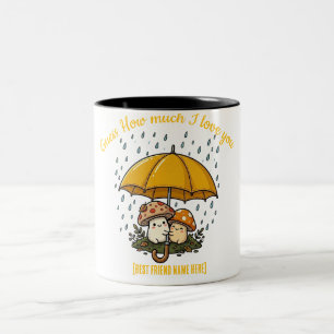 Caneca De Café Em Dois Tons Camiseta do Dia do Melhor Amigo: Cute Mushroom Umb