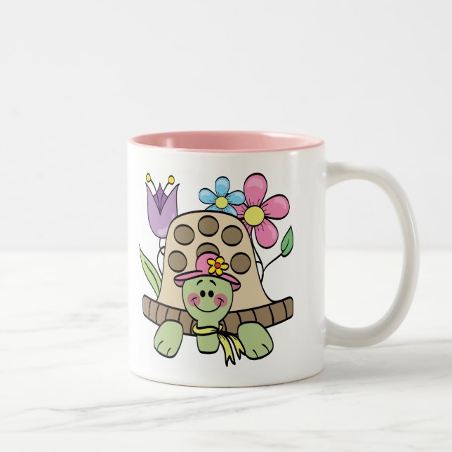Caneca De Café Em Dois Tons Camiseta e presentes da tartaruga da primavera (Direita)