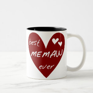 Caneca De Café Em Dois Tons Camiseta e presentes de Memaw do coração vermelho