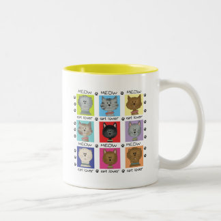 Caneca De Café Em Dois Tons Camiseta e presentes do amante do gato do Meow