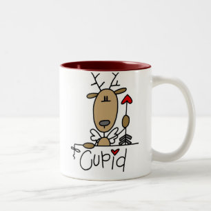 Caneca De Café Em Dois Tons Camiseta e presentes do Natal da rena do Cupido